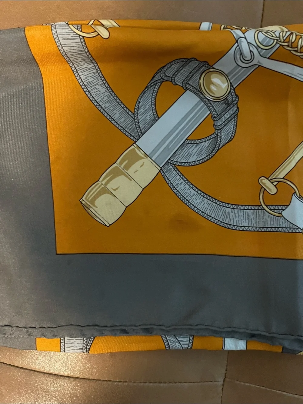 Hermès Orange & Black Equestrian Silk Scarf - Picture 5 of 6
